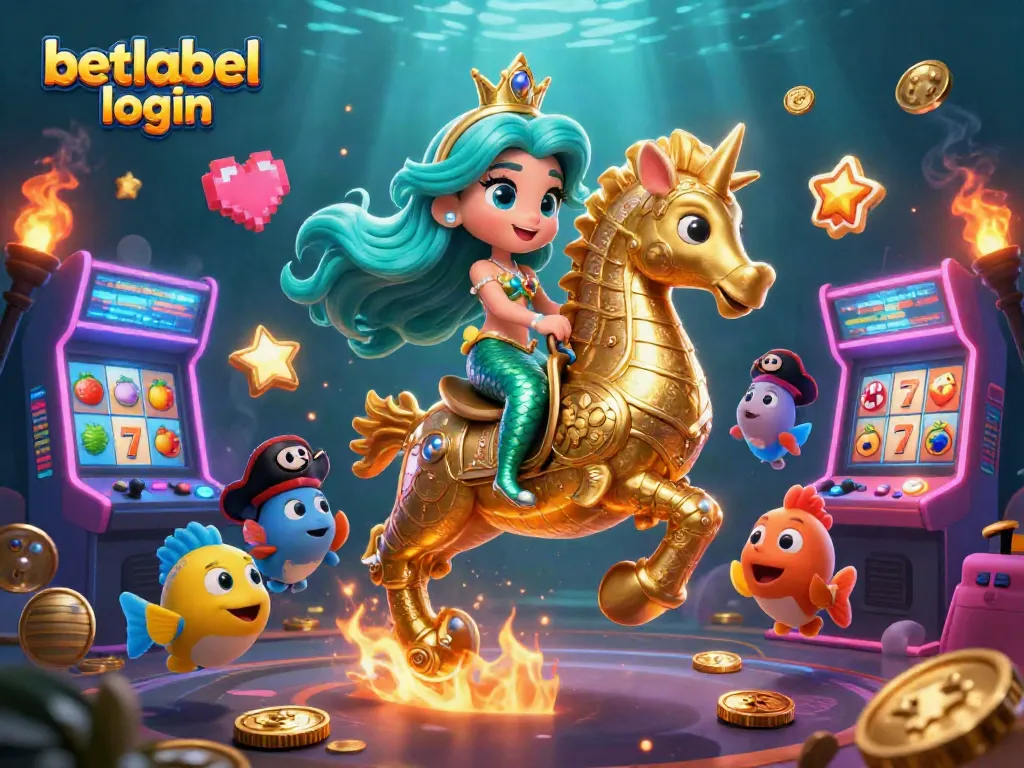 Experience the thrill of betlabel login with a captivating mermaid scene and lively slot elements.