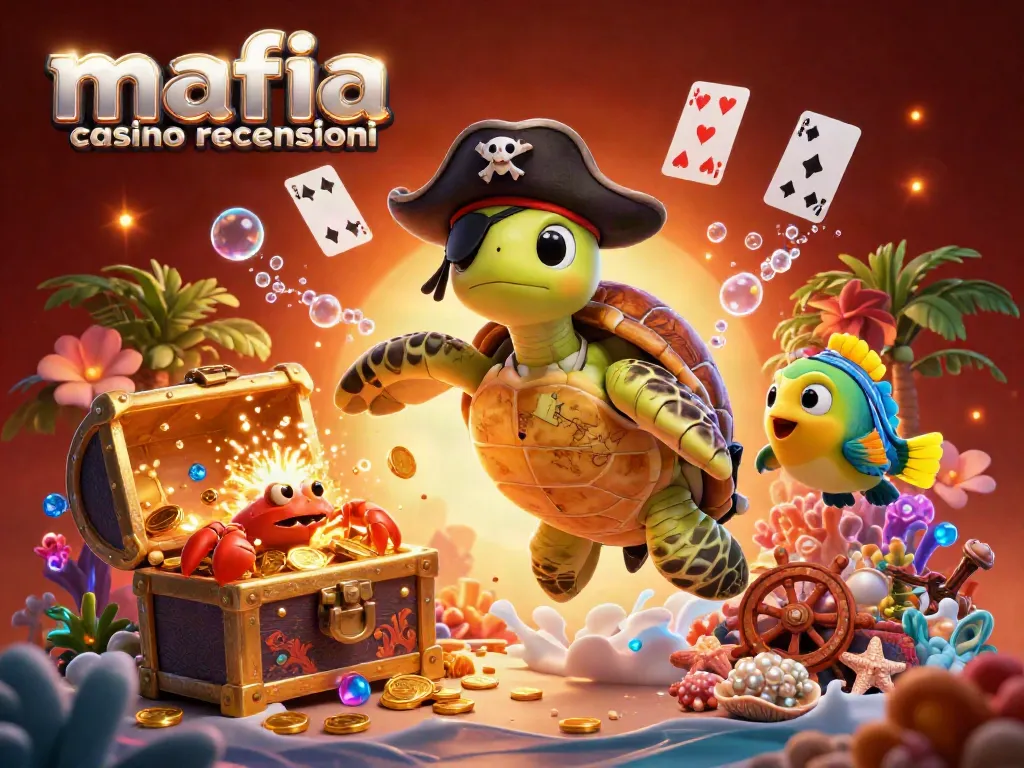 Mafia casino recensioni illustrated scene depicting vibrant underwater treasures and colorful characters interacting amidst casino gaming elements.